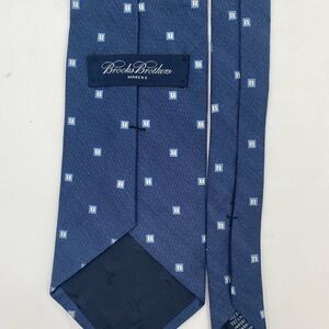 Brooks Brothers Blue Tie with White and Yellow Details